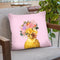 Yellow Duckling with Flower Crown in Pink Throw Pillow by Big Nose Work