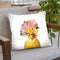 Yellow Duckling with Flower Crown Throw Pillow by Big Nose Work