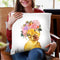 Yellow Duckling with Flower Crown Throw Pillow by Big Nose Work