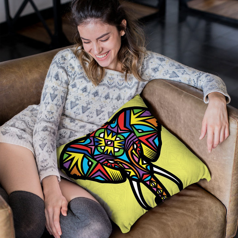 Elephant-Sauvage Throw Pillow By Baro Sarre