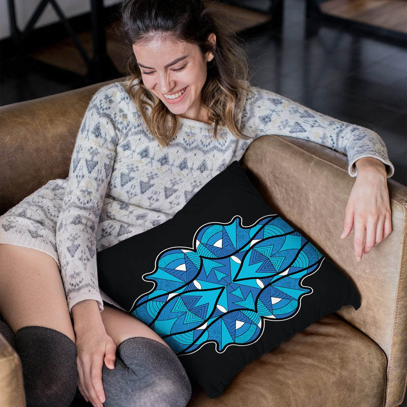 Vagues-Bleu-Noir Throw Pillow By Baro Sarre