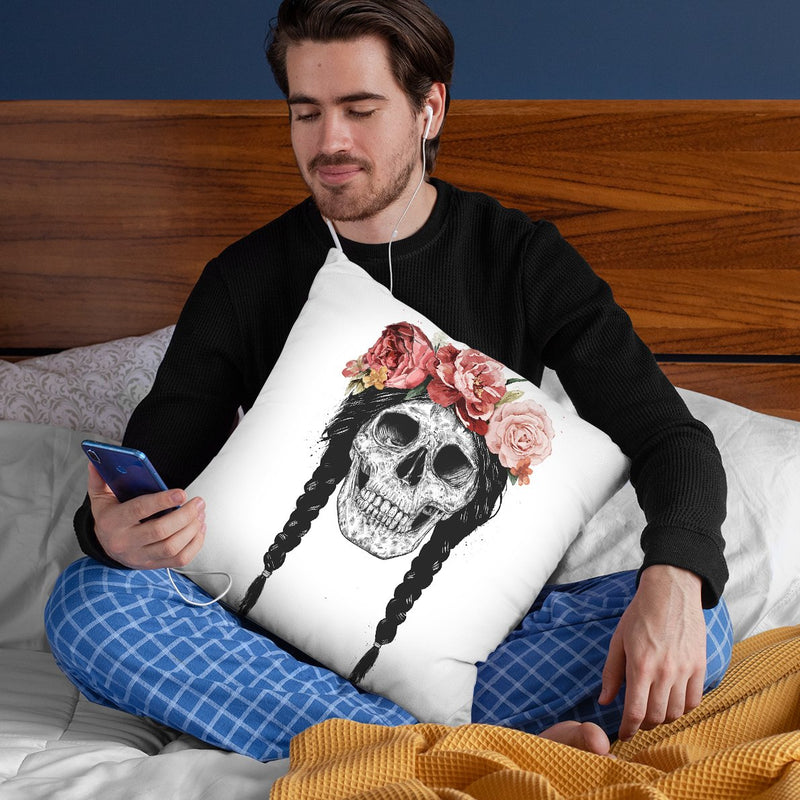 Festival Skull Throw Pillow By Balazs Solti