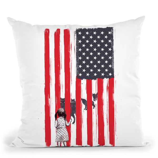 Little Girl And Wolves Throw Pillow By Balazs Solti