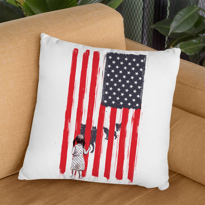 Little Girl And Wolves Throw Pillow By Balazs Solti
