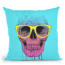 Pop Art Skull With Glasses Throw Pillow By Balazs Solti