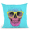 Pop Art Skull With Glasses Throw Pillow By Balazs Solti