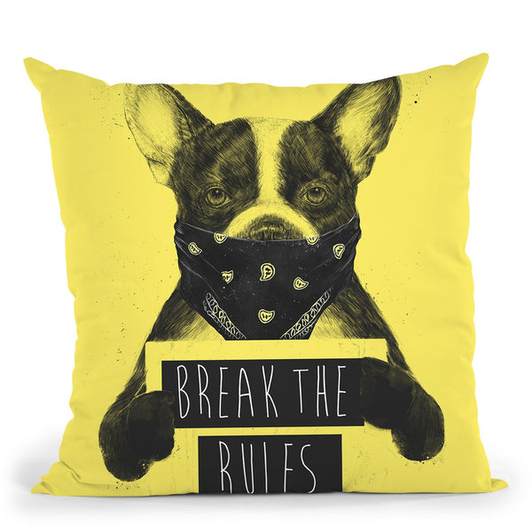 Rebel Dog Yellow Throw Pillow By Balazs Solti
