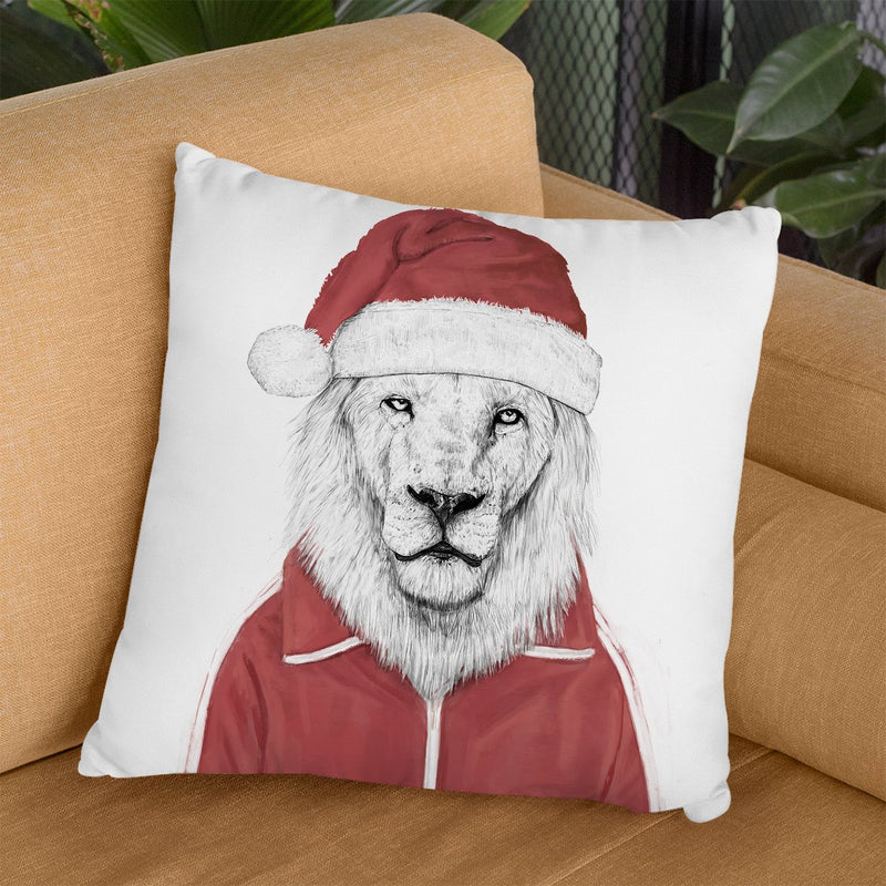 Santa Lion Throw Pillow By Balazs Solti