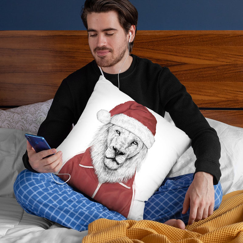Santa Lion Throw Pillow By Balazs Solti