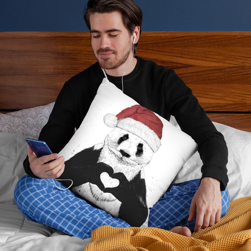 Santa Panda Throw Pillow By Balazs Solti