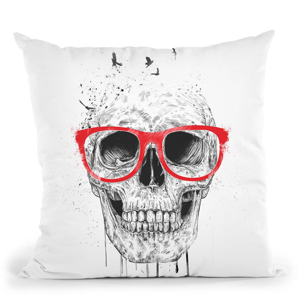Skull With Red Glasses Throw Pillow By Balazs Solti