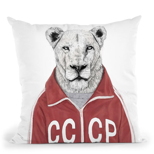 Soviet Lion Throw Pillow By Balazs Solti