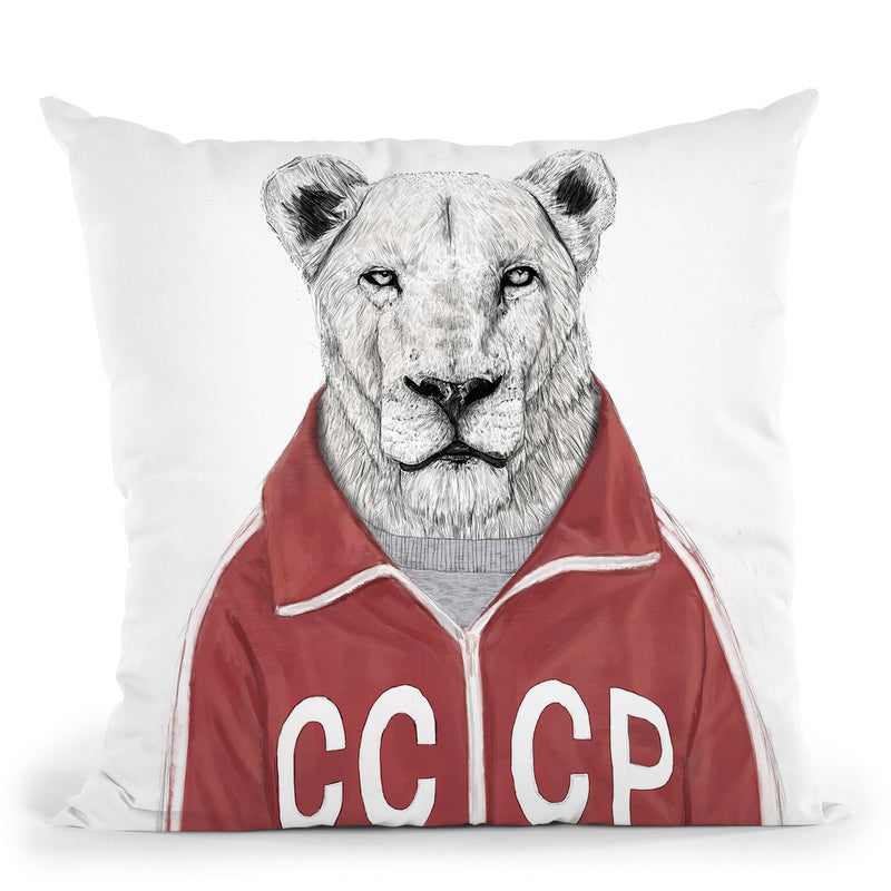 Soviet Lion Throw Pillow By Balazs Solti