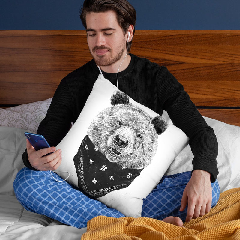 Wild Bear Throw Pillow By Balazs Solti