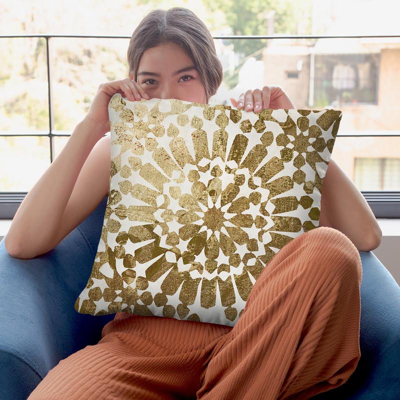 Moroccan Gold I Throw Pillow By Color Bakery