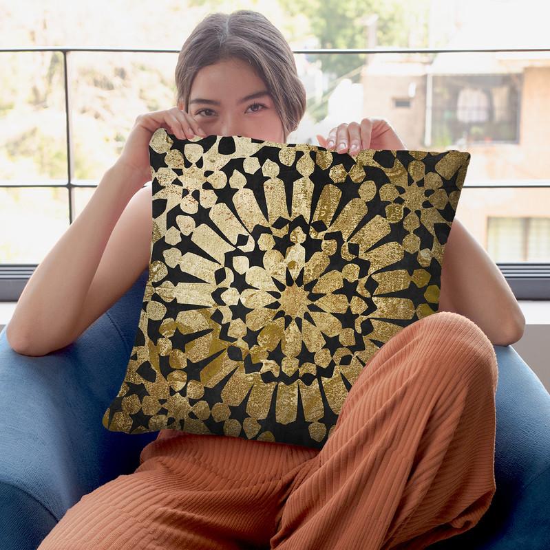 Moroccan Gold Iii Throw Pillow By Color Bakery
