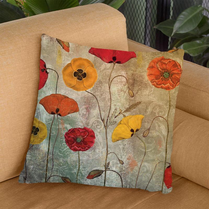 Dancing Poppies Iii Throw Pillow By Color Bakery