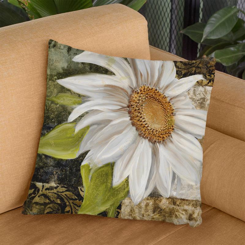 White Sunflower Ii Throw Pillow By Color Bakery