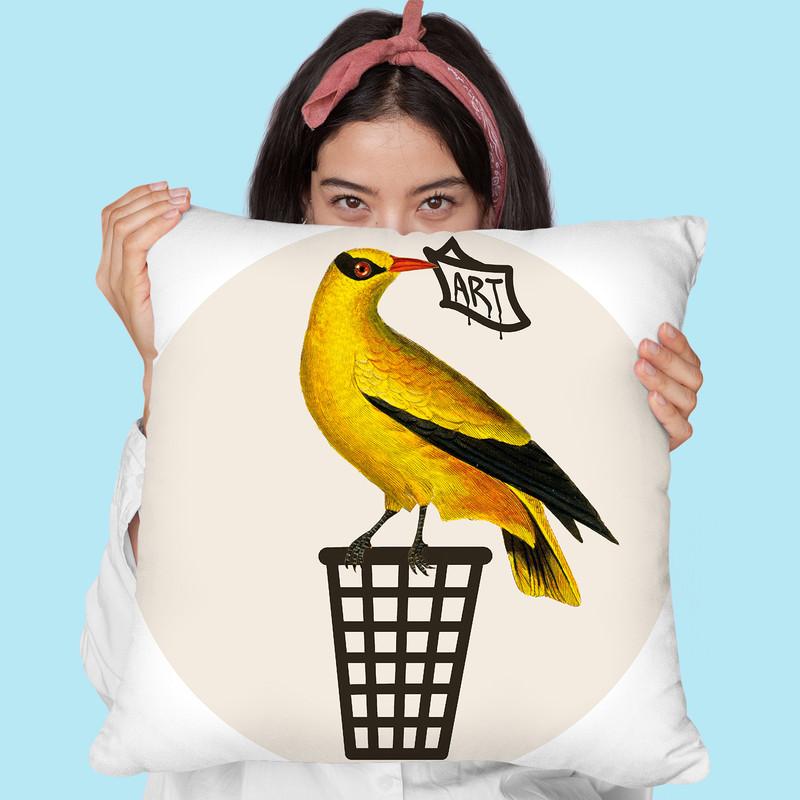 Bird With Nike Shoes Throw Pillow By Coco De Paris