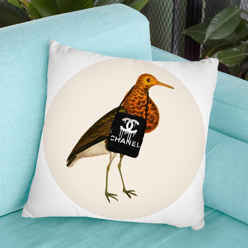 Bird On Dustbin Throw Pillow By Coco De Paris