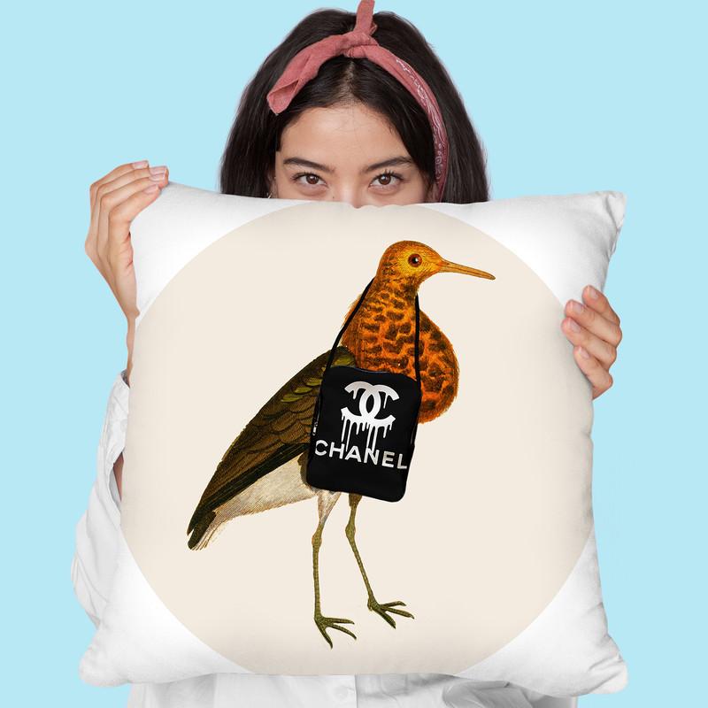 Bird On Dustbin Throw Pillow By Coco De Paris