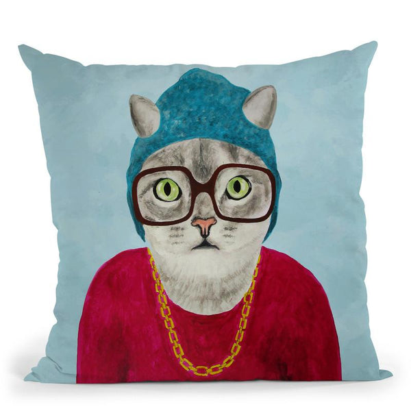 Cat Rapper Throw Pillow By Coco De Paris