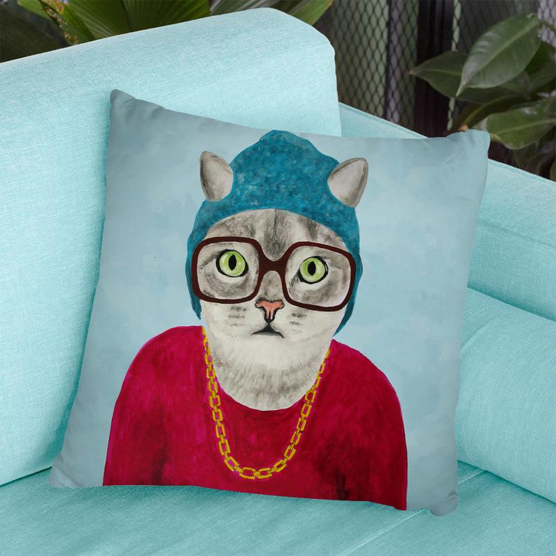 Cat Rapper Throw Pillow By Coco De Paris