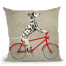 Dalmatian On Bicycle Throw Pillow By Coco De Paris