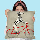 Dalmatian On Bicycle Throw Pillow By Coco De Paris