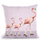 Flamingos On Rollerskates Throw Pillow By Coco De Paris