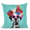 Flower Power Dalmatian Blue Throw Pillow By Coco De Paris