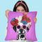 Flower Power Dalmatian Fushia Throw Pillow By Coco De Paris
