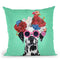 Flower Power Dalmatian Green Throw Pillow By Coco De Paris