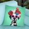 Flower Power Dalmatian Green Throw Pillow By Coco De Paris