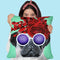 Flower Power Pug Green Throw Pillow By Coco De Paris