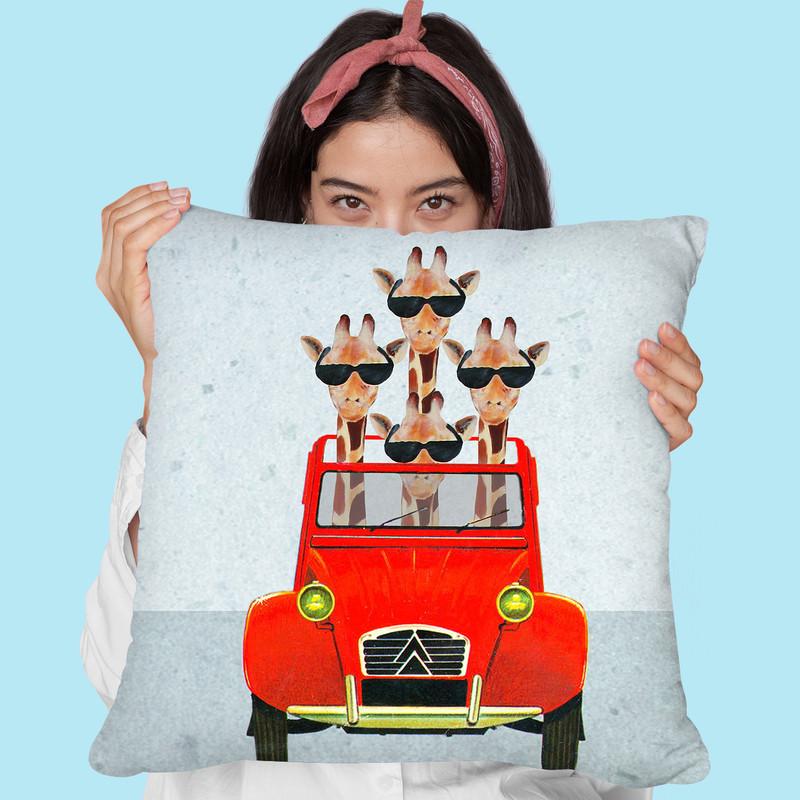 Giraffes On Holiday Throw Pillow By Coco De Paris