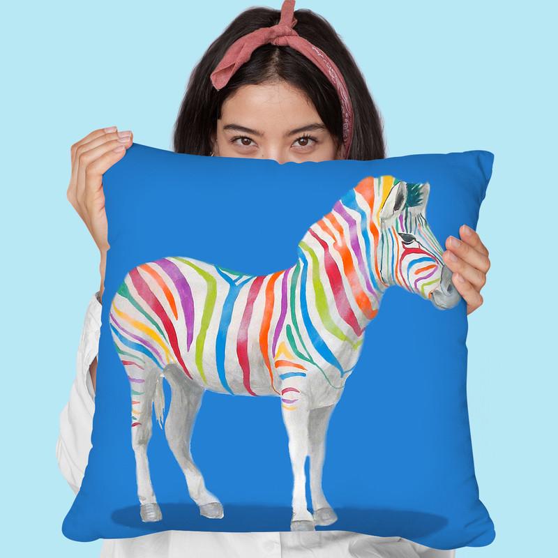 Rainbow Zebra Throw Pillow By Coco De Paris
