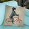 Schnauzer On Bicycle Throw Pillow By Coco De Paris