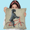 Schnauzer On Bicycle Throw Pillow By Coco De Paris
