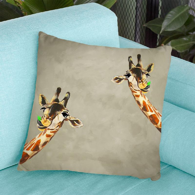 2 Giraffes Throw Pillow By Coco De Paris