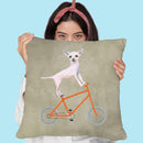 Chihuahua On Bicycle Throw Pillow By Coco De Paris