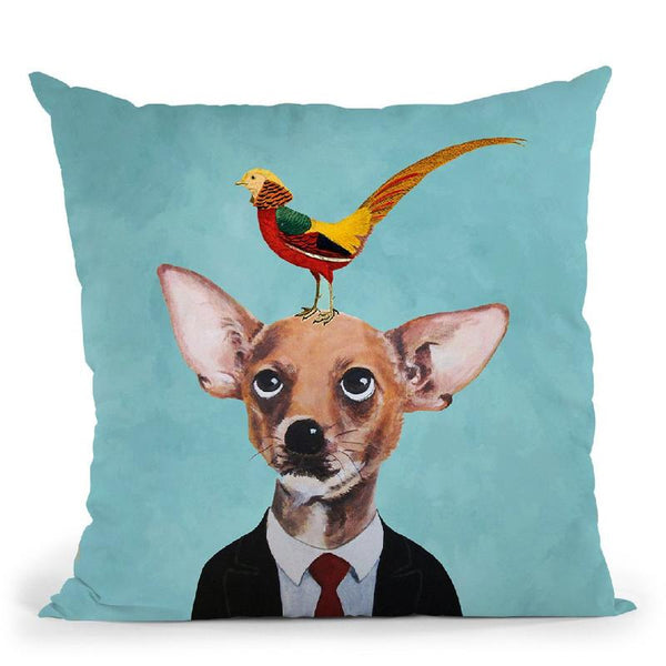 Chihuahua With Bird Throw Pillow By Coco De Paris