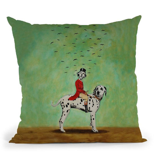 Dalmatian Riding A Dalmatian Throw Pillow By Coco De Paris