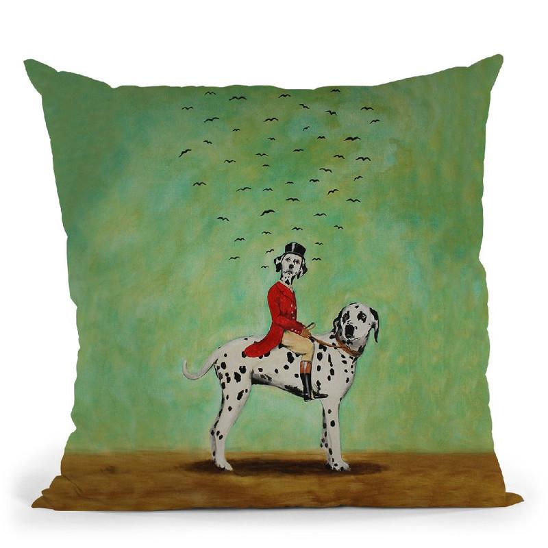Dalmatian Riding A Dalmatian Throw Pillow By Coco De Paris