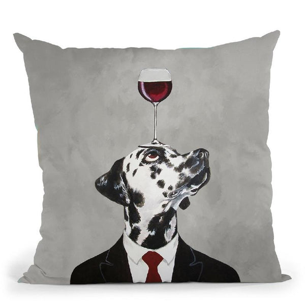 Dalmatian With Wineglass Throw Pillow By Coco De Paris