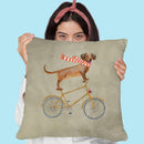 Daschund On Bicycle Throw Pillow By Coco De Paris