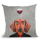 Daschund With Wineglass Throw Pillow By Coco De Paris