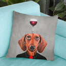 Daschund With Wineglass Throw Pillow By Coco De Paris