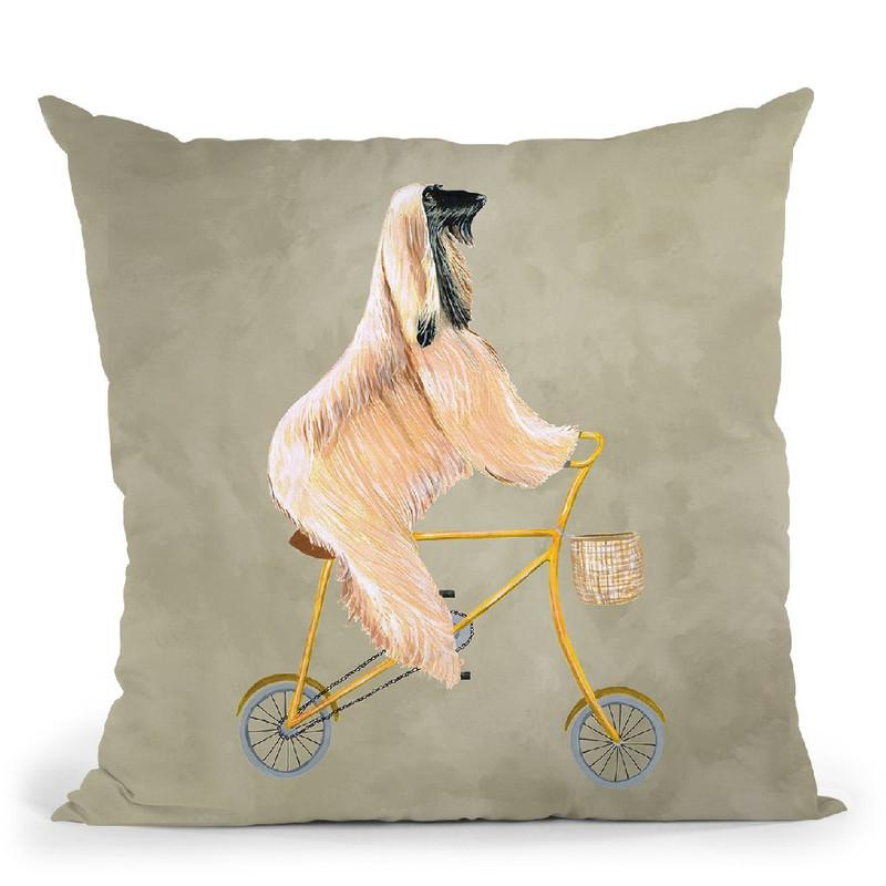 Afghan On Bicycle Throw Pillow By Coco De Paris