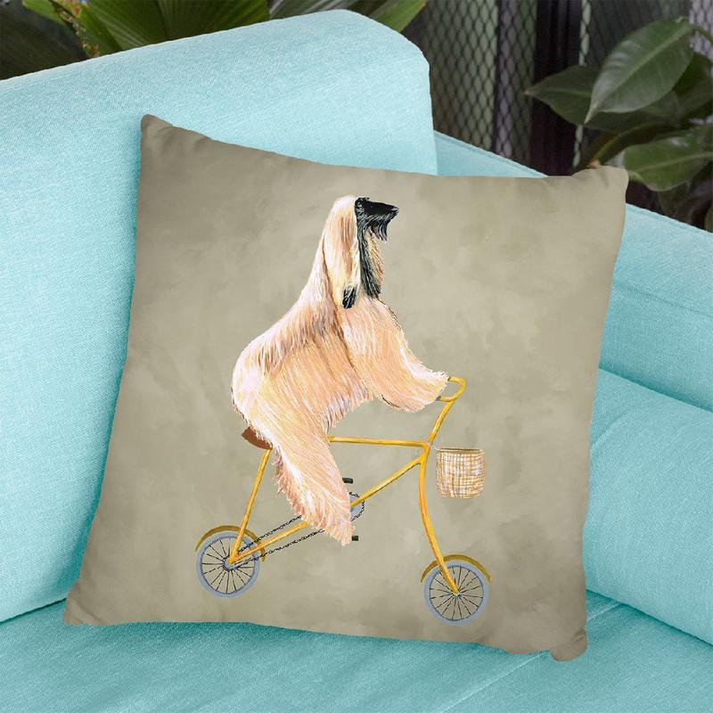 Afghan On Bicycle Throw Pillow By Coco De Paris